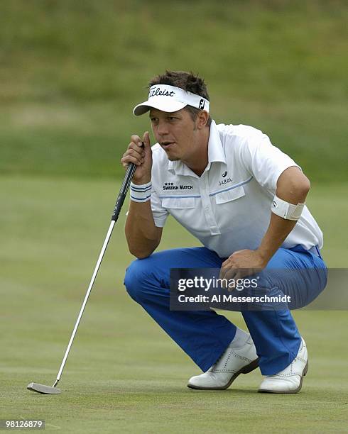 Fredrik Jacobson competes at Shinnecock Hills, site of the 2004 U. S. Open, during first-round play June 17, 2004.