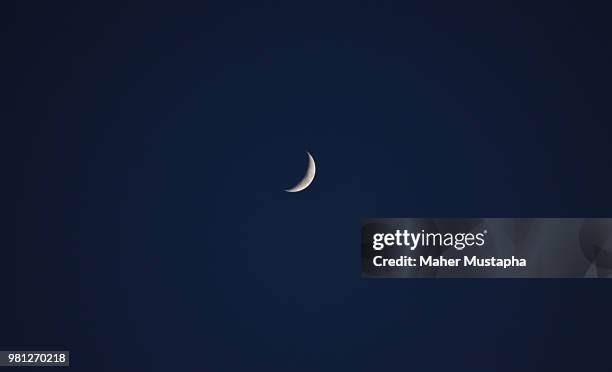 moon at night - crescent stock pictures, royalty-free photos & images