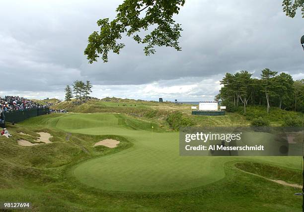The 18th green at Whistling Straits is set for the 86th PGA Championship in Haven, Wisconsin August 11, 2004. Scenic Golf