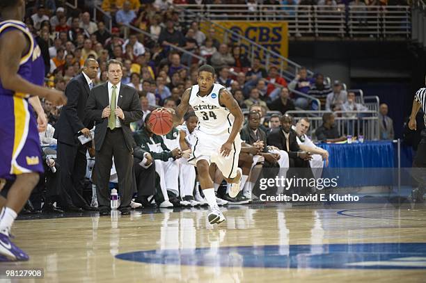 Playoffs: Michigan State Korie Lucious in action vs Northern Iowa. St. Louis, MO 3/26/2010 CREDIT: David E. Klutho