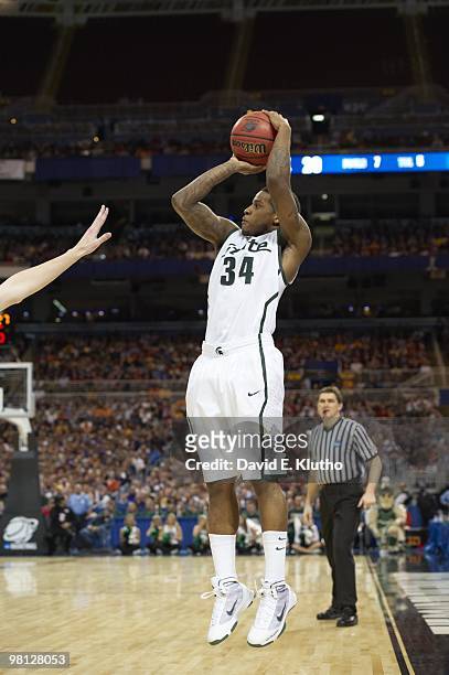 Playoffs: Michigan State Korie Lucious in action, shot vs Northern Iowa. St. Louis, MO 3/26/2010 CREDIT: David E. Klutho