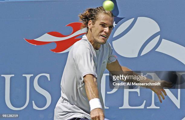 Tommy Haas defeats Sebastien Grosjean in the second round of the men's singles September 3, 2004 at the 2004 US Open in New York.
