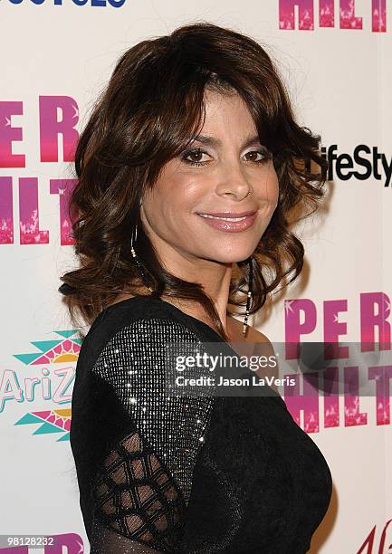 Singer Paula Abdul attends Perez Hilton's "Carn-Evil" Theatrical Freak and Funk 32nd birthday party at Paramount Studios on March 27, 2010 in Los...