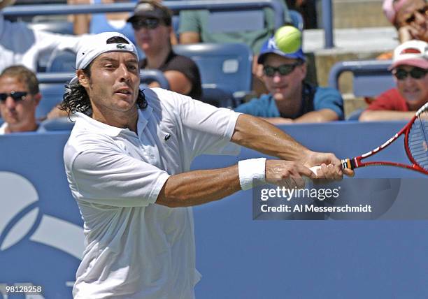 Sebastien Grosjean loses to Tommy Haas in the second round of the men's singles September 3, 2004 at the 2004 US Open in New York.