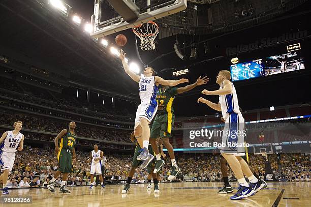 Playoffs: Duke Miles Plumlee in action vs Baylor. Houston, TX 3/28/2010 CREDIT: Bob Rosato