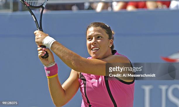 Jennifer Capriati defeats Vera Douchevina in the third round of the women's singles September 3, 2004 at the 2004 US Open in New York.