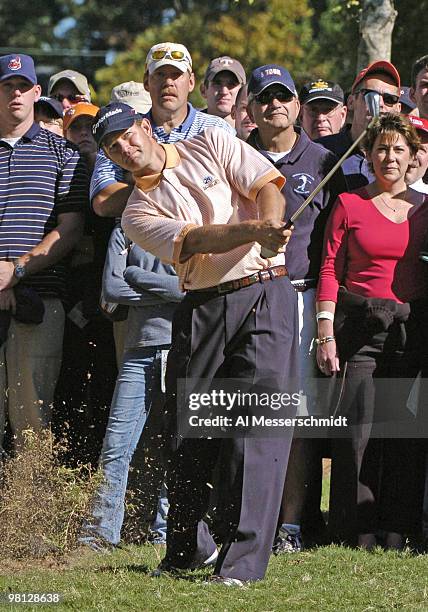 Retief Goosen hits from the rough at East Lake Golf Club during third-round play in the 2004 PGA Tour Championship, November 6, 2004 in Atlanta,...