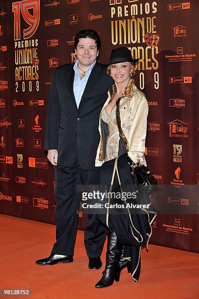 Spanish actress Silvia Tortosa and Carlos Canovas attend "Union de Actores" awards at the Price Circus on March 29, 2010 in Madrid, Spain.