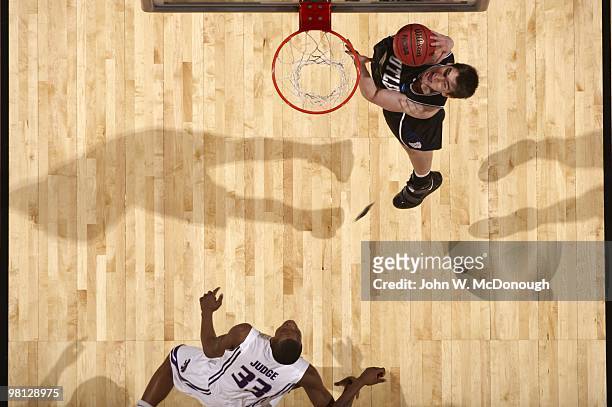Playoffs: Aerial view of Butler Andrew Smith in action, dunk vs Kansas State. Salt Lake City, UT 3/27/2010 CREDIT: John W. McDonough