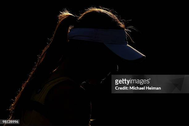 Daniela Hantuchova of Slovakia looks on against Venus Williams of the United States during day seven of the 2010 Sony Ericsson Open at Crandon Park...