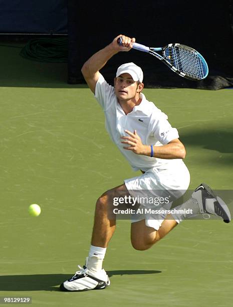 Defending champion Andy Roddick is upset by Robby Ginepri 6-4 6-7 5-7 in a quarter final match at the 2005 RCA Championships July 22 in Indianapolis.