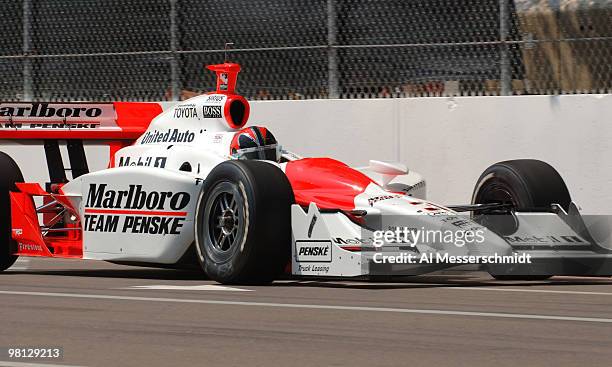 Champ Sam Hornish Jr. Tests the race course during an April 1, 2005 practice run before the 2005 Honda Grand Prix of St. Petersburg.