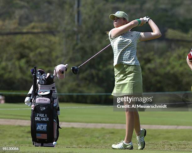 Paula Creamer drives from the fifth tee during the second round at the 2006 SBS Open at Turtle Bay February 17 at Kahuku, Hawaii.