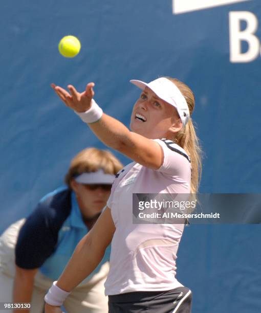 Anna-Lena Groenefeld falls to Francesca Schiavone in the quarterfinals 6-2, 6-3 during the 2006 WTA Bausch and Lomb Championship at Amelia Island...