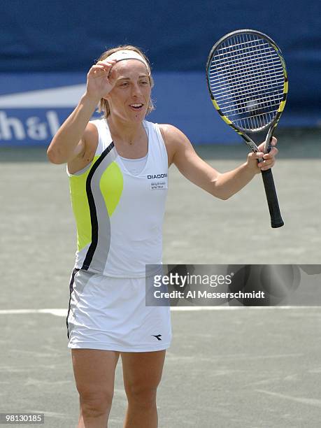 Francesca Schiavone defeats Anna-Lena Groenefeld in the quarterfinals 6-2, 6-3 during the 2006 WTA Bausch and Lomb Championship at Amelia Island...