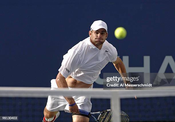 Andy Roddick during his fourth round match against Benjamin Becker at the 2006 US Open at the USTA Billie Jean King National Tennis Center in...