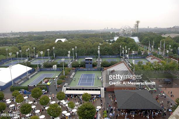 The USTA National Tennis Center in the rain as Marat Safin is matched against Tommy Haas in a fourth-round men's singles match September 5, 2006...