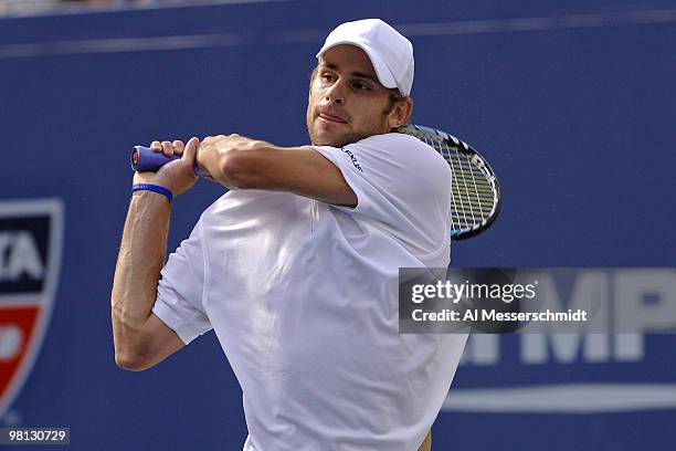 Andy Roddick during his fourth round match against Benjamin Becker at the 2006 US Open at the USTA Billie Jean King National Tennis Center in...