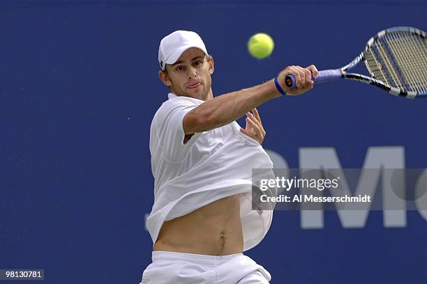 Andy Roddick during his fourth round match against Benjamin Becker at the 2006 US Open at the USTA Billie Jean King National Tennis Center in...