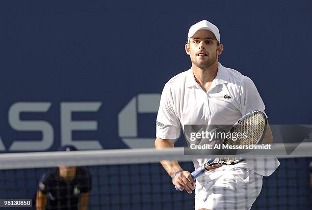 Andy Roddick during his fourth round match against Benjamin Becker at the 2006 US Open at the USTA Billie Jean King National Tennis Center in...