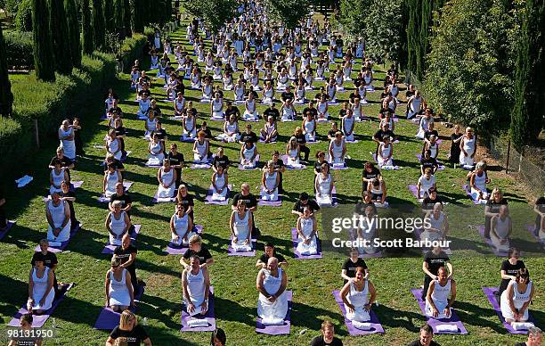 Volunteers receive a professional massage from qualified therapists as they break a world record for the largest ever simultaneous massage during...