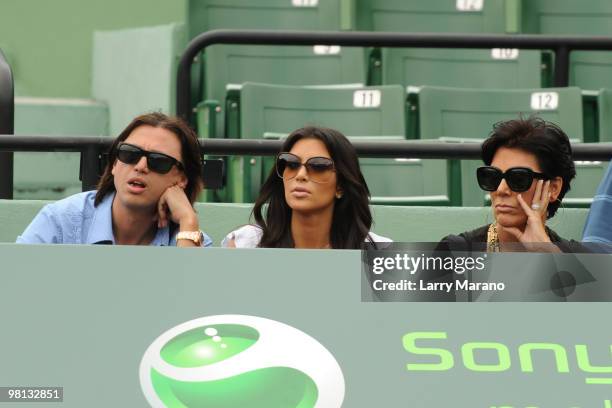 Jonathan Cheban, Kim Kardashian and her mother Kris are sighted at the Sony Ericsson Open on March 29, 2010 in Key Biscayne, Florida.