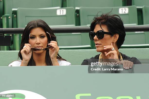 Kim Kardashian and her mother Kris are sighted at the Sony Ericsson Open on March 29, 2010 in Key Biscayne, Florida.