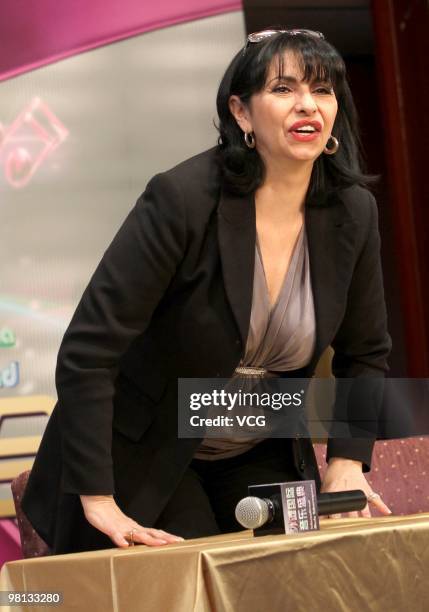 Dutch pop/Jazz singer Laura Fygi attends The Bund International Music Festival For Expo 30-day Countdown at the Bund on March 29, 2010 in Shanghai,...