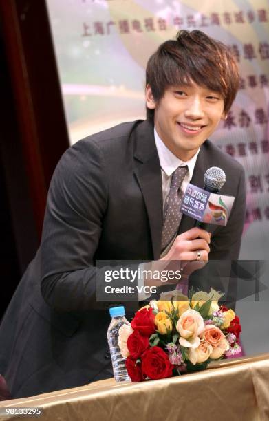 South Korean star Rain attends The Bund International Music Festival For Expo 30-day Countdown at the bund on March 29, 2010 in Shanghai, China.