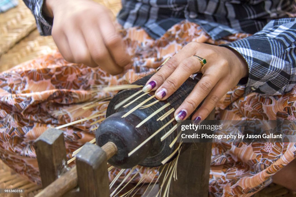 Making a horsehair container product in Bagan, Myanmar