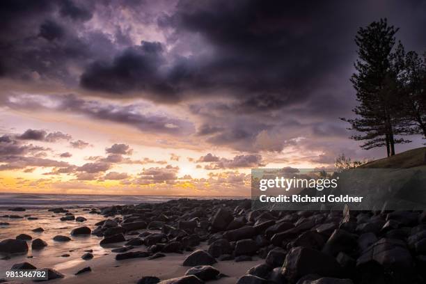 burleigh sunrise - burleigh beach stock pictures, royalty-free photos & images