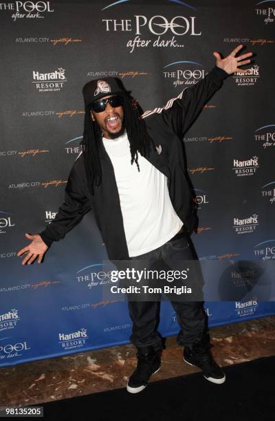 Lil Jon Visits The Pool At Harrah's Resort on Saturday March 27, 2010 in Atlantic City, New Jersey.