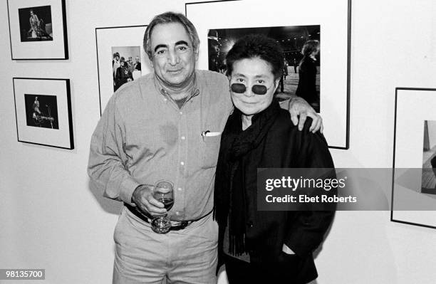 Photographer Jim Marshall with Yoko Ono at the opening of Marshall's photography exhibition on November 2nd 1997 in New York City.