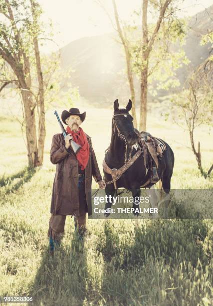 cowboy sheriff with paint horse - paint horse stock pictures, royalty-free photos & images