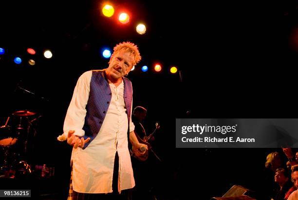 Johnny Rotten from The Sex Pistols performs live on stage at The Roxy Club in Los Angeles on October 25 2007