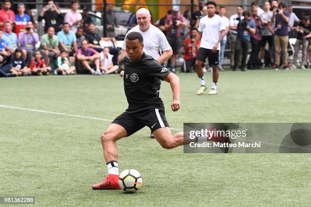 Charlie Davies in action during the 2018 Steve Nash Showdown on June 20, 2018 in New York City.