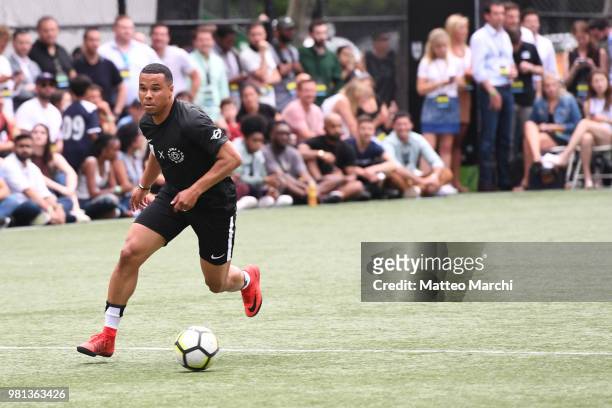 Charlie Davies in action during the 2018 Steve Nash Showdown on June 20, 2018 in New York City.