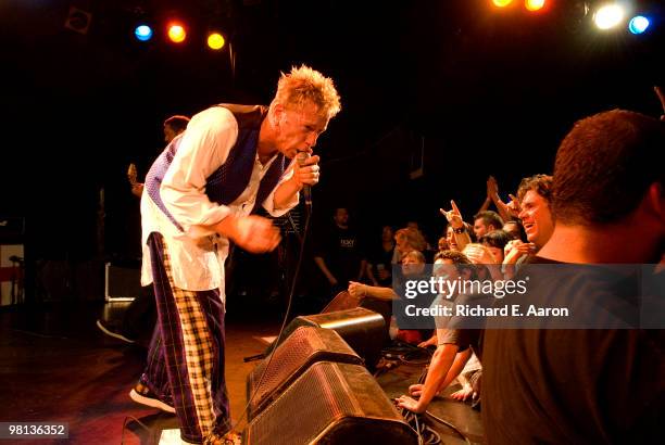 Johnny Rotten from The Sex Pistols performs live on stage at The Roxy Club in Los Angeles on October 25 2007