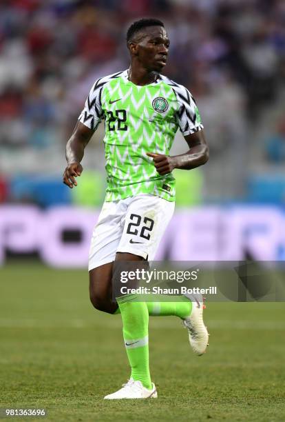 Kenneth Omeruo of Nigeria during the 2018 FIFA World Cup Russia group D match between Nigeria and Iceland at Volgograd Arena on June 22, 2018 in...