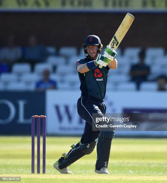 Nick Gubbins of England Lions bats during the Tri-Series International match between England Lions and India A at The 3aaa County Ground on June 22,...