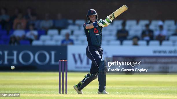 Nick Gubbins of England Lions bats during the Tri-Series International match between England Lions and India A at The 3aaa County Ground on June 22,...