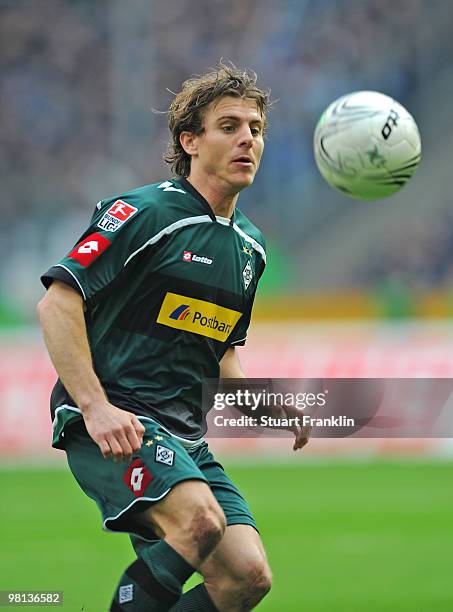 Marcel Meeuwis of Gladbach during the Bundesliga match between Borussia Moenchengladbach and Hamburger SV at Borussia Park on March 28, 2010 in...