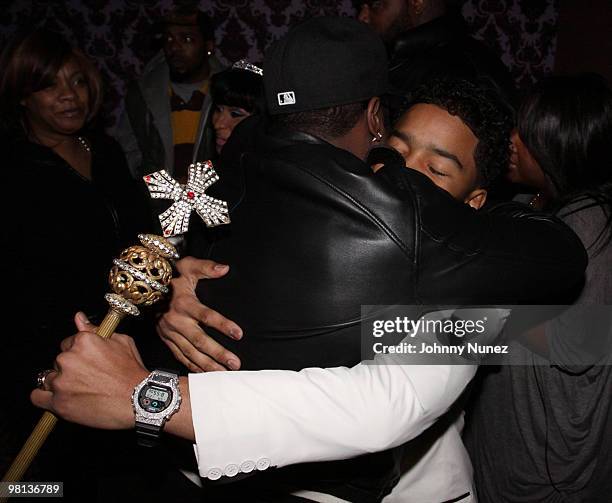 Sean "Diddy" Combs and Justin Dior Combs attend Justin Dior Comb's 16th birthday party at M2 Ultra Lounge on January 23, 2010 in New York City.