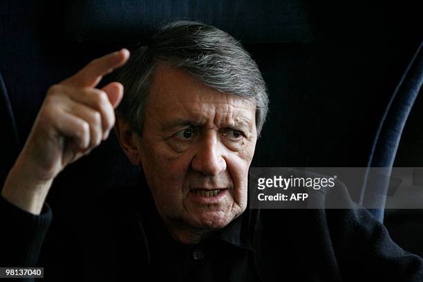To go with interview story Entertainment-China-music-France by Joelle Garrus French conductor Michel Plasson gestures as he talks during an interview...