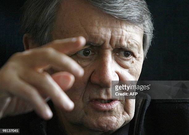 To go with interview story Entertainment-China-music-France by Joelle Garrus French conductor Michel Plasson gestures as he talks during an interview...
