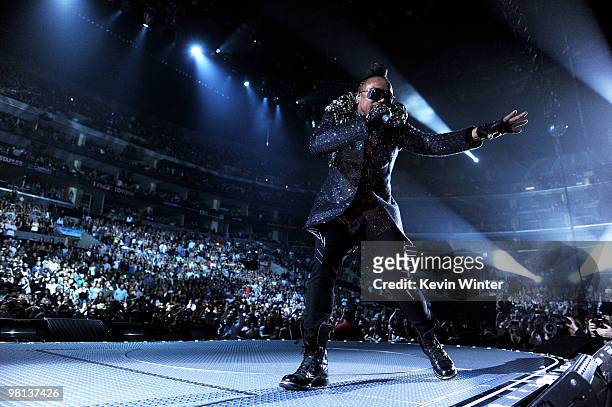 Singer apl.de.ap performs at the Staples Center on March 29, 2010 in Los Angeles, California.