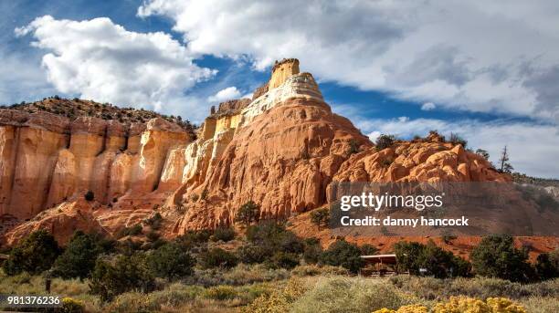 rock formations against sky, ghost ranch, new mexico, usa - santa fe stockfoto's en -beelden