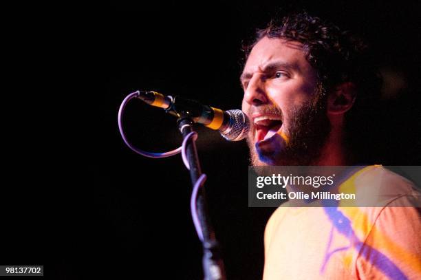 Kelcey Ayer of Local Natives performs on stage at Rescue Rooms on February 25, 2010 in Nottingham, England.