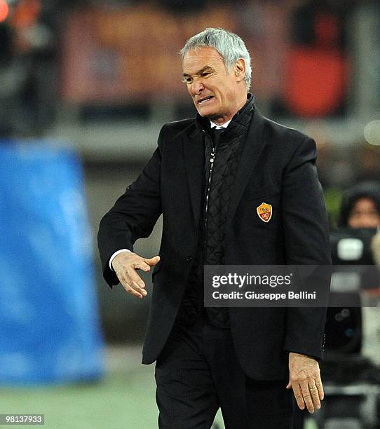 Claudio Ranieri the head coach of Roma during the Serie A match between AS Roma and FC Internazionale Milano at Stadio Olimpico on March 27, 2010 in...