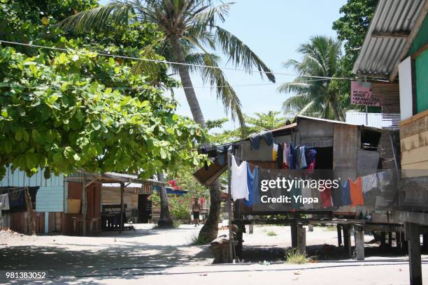 a small village in sabah mabul island - mabul island stock pictures, royalty-free photos & images